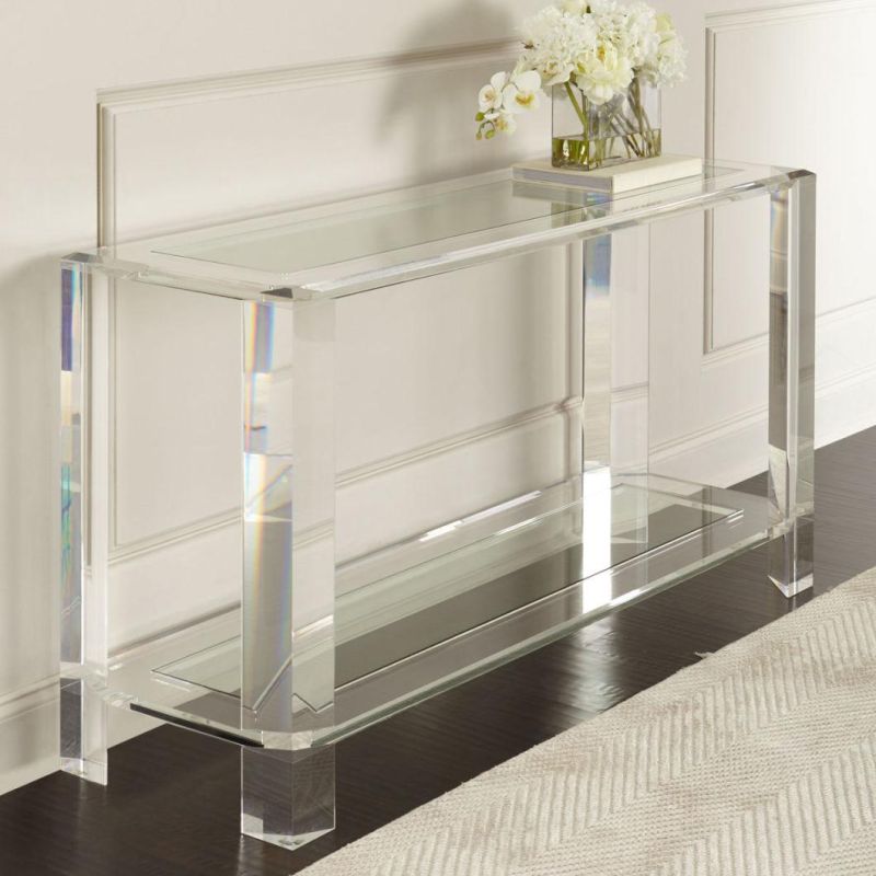 Chrome Plating Frames Mirror Modern Acrylic Glass Coffee Table