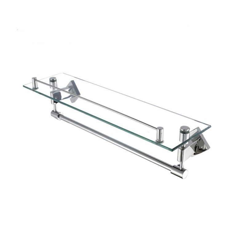 Wall Mounted Tempered Glass Bathroom Shelf with Towel Bar