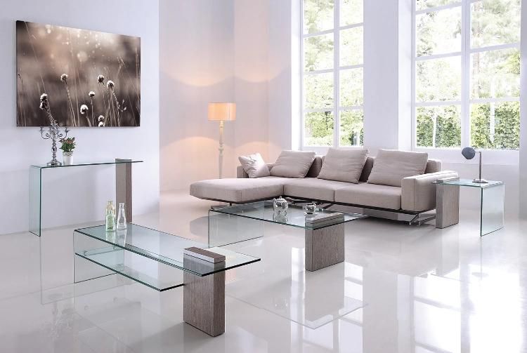 Modern Glossy Glass Shelf MDF Coffee Table for Sale