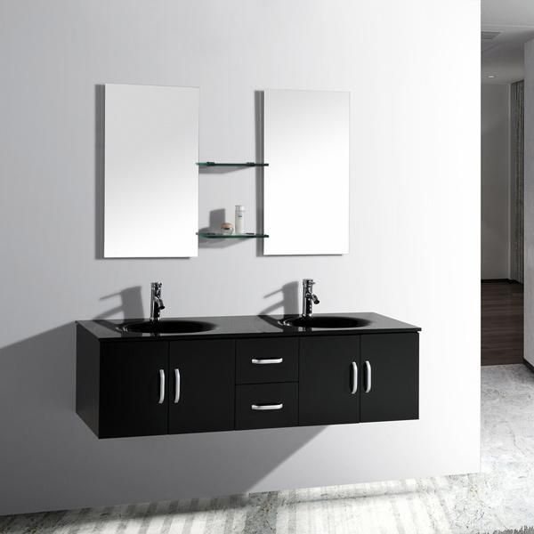 Tempered Glass Basin Bathroom Cabinet for Two Persons T9001