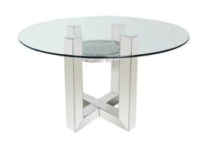 Modern New Style Unique MDF Crystal Round Mirrored Coffee Table