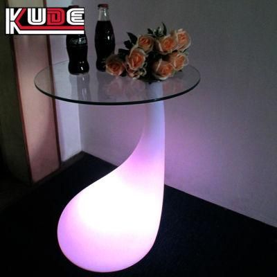 Glowing Table with Storage Glass Top LED Tables