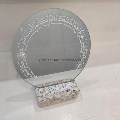 Hot Sale 3mm Home Decoration Round Frameless Mirror Glass Makeup Mirror with Terrazzo Stand