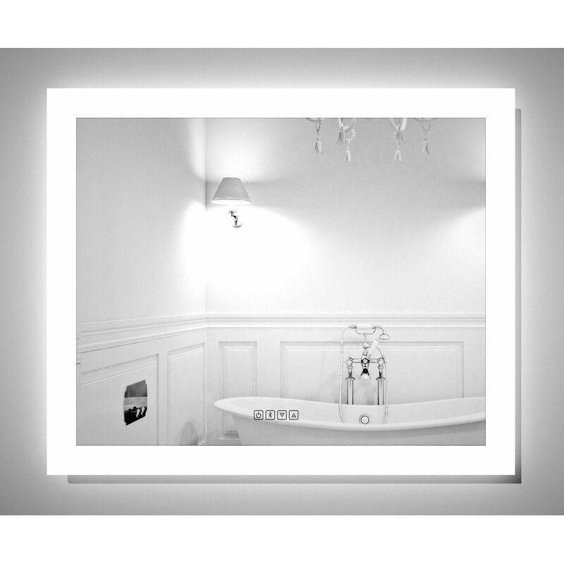 Bathroom Rectangle Backlit Touch Sensor LED Mirror with Anti-Fog & Touch Sensor