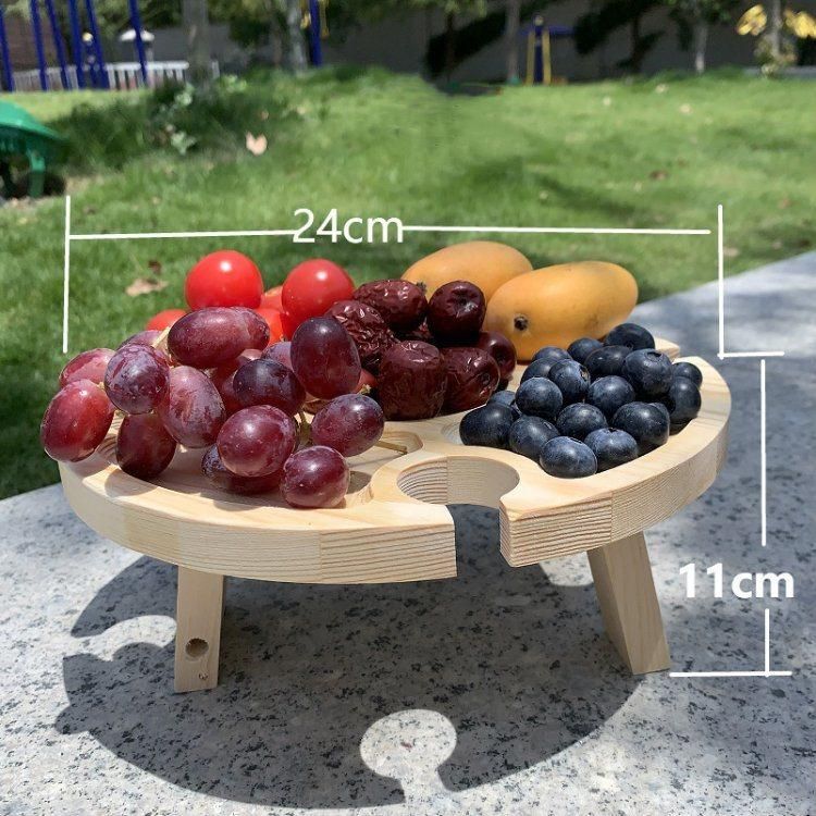 Wine Cup Holder Display Portable Camping Shelf Goblet Rack Beach Wine Table Wooden Outdoor Folding Picnic Tables