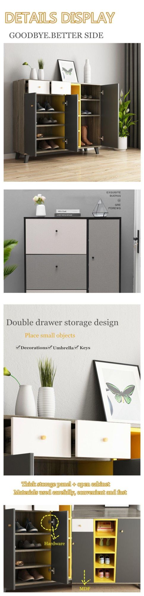 High Quality Economical Modern Wood Color Melamine White Storage Cabinet