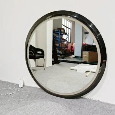 Modern Silver Frame Round Mirrors LED Bathroom Makeup Hollywood Wall Glass Mirror Decor Furniture