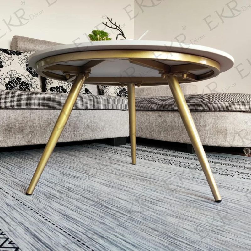 Coffee Table Gold Modern Decorative Table Circular Nesting