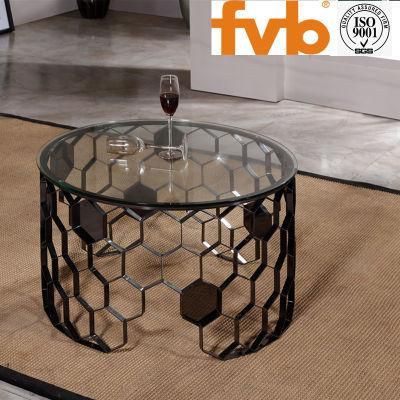2019 New Design Glass Top Stainless Steel Wire Coffee Side Table for Sale