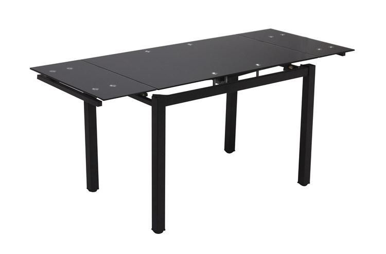 Modern Design Kitchen Table Black Tempered Glass Restaurant Glass Extendable Dining Table