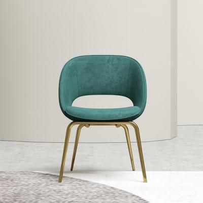 Nordic Dinner Room Luxury Light Green Velvet Fabric Dining Chair