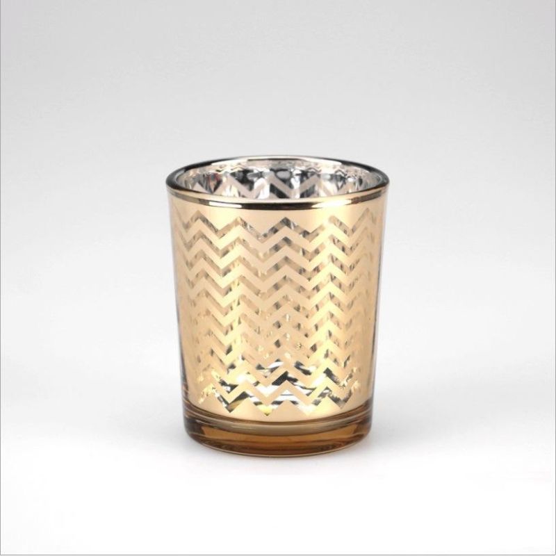 Vss Wholesale Electroplated Gold Glass Votive Candle Holders for Decorative