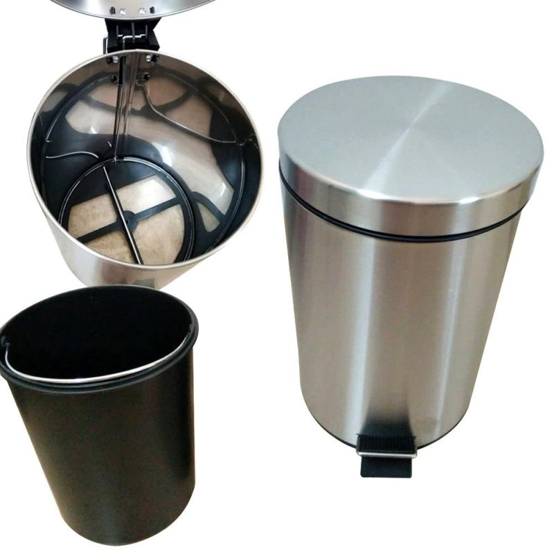 Stainless Steel Pedal Waste Bin Dustbin Trash Indoor Room Recycle Gold Color 5L 8L 12L