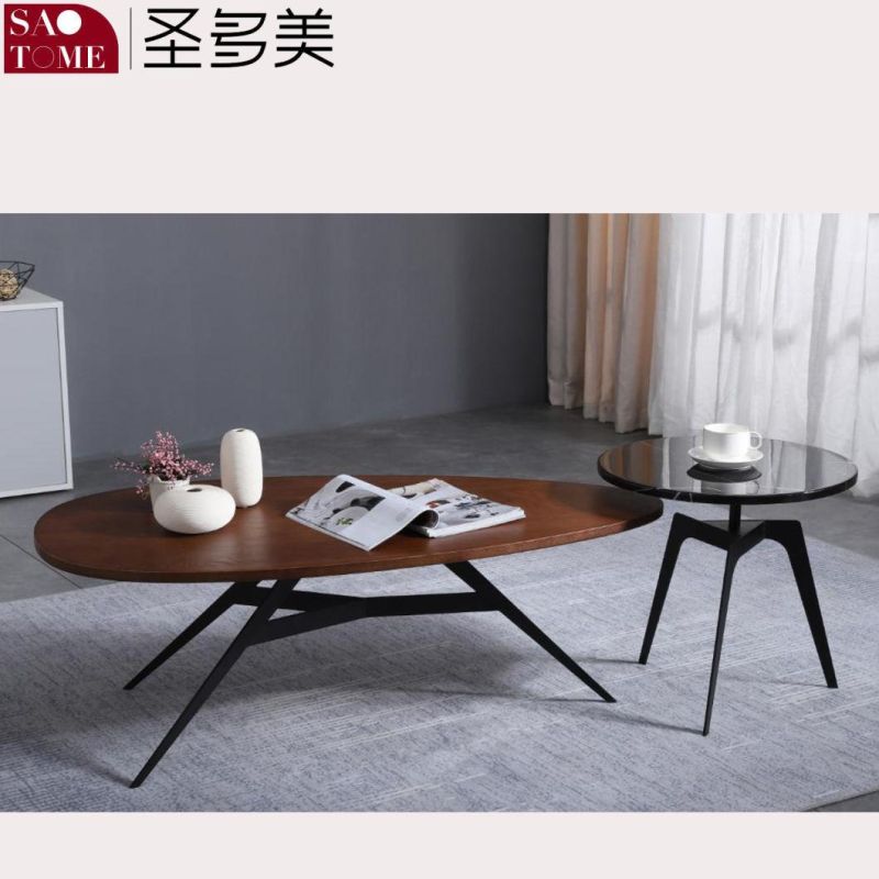 Modern Simple Luxury Leisure Living Room Furniture Slate Round Coffee Table