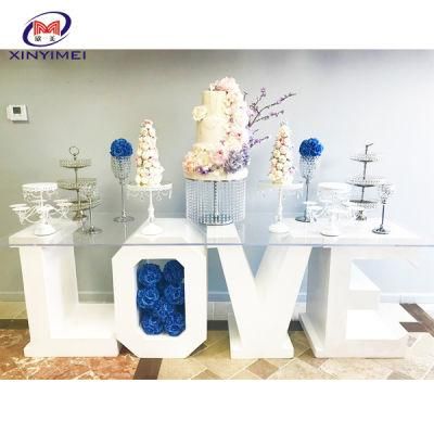 Event Banquet Outdoor Dining Room Glass Top Wedding Love Letter Table Cake Table