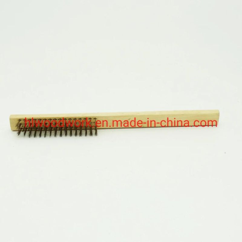 Brass Brush, Soft Brass Bristle Wire Brush, Wire Scratch Brush with Birchwood Handle Brass Wire