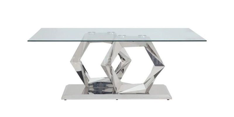 Home Furniture Set Latest Design Metal Stand Glass Dining Table