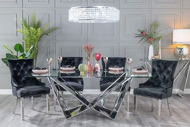 Dining Room Furniture Clear Glass Top Dining Table with Chair