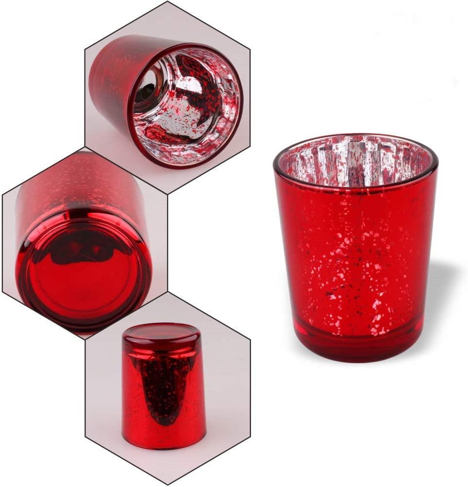 95ml 3 Oz Electroplated Spotted Red Mercury Glass Wishing Candle Holder for Weddings Parties and Home Decorations
