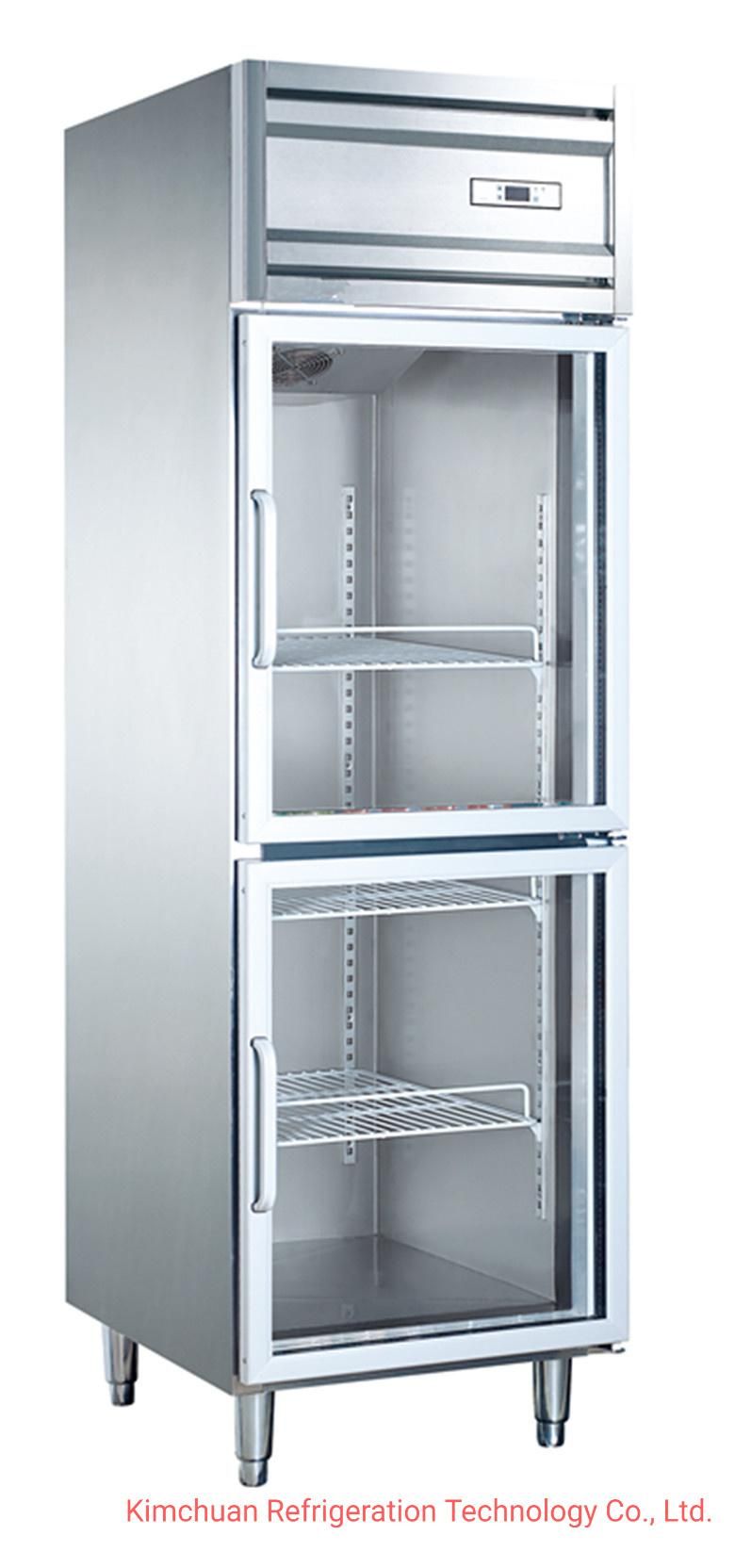 Refrigeration Equipment Glass Door Vertical Chiller Showcase Stainless Steel Upright Freezer Display