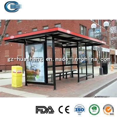 Huasheng Shelter Bus Stop China Steel Bus Shelter Manufacturer Outdoor Simple Style Stainless Steel Bus Stop Shelter