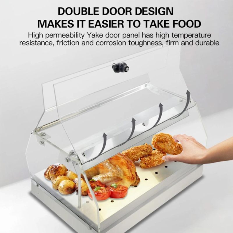 Curved Glass Electric Heating Food Warming Showcase Hot Food Pizza Pie Warmer Display Cabinet