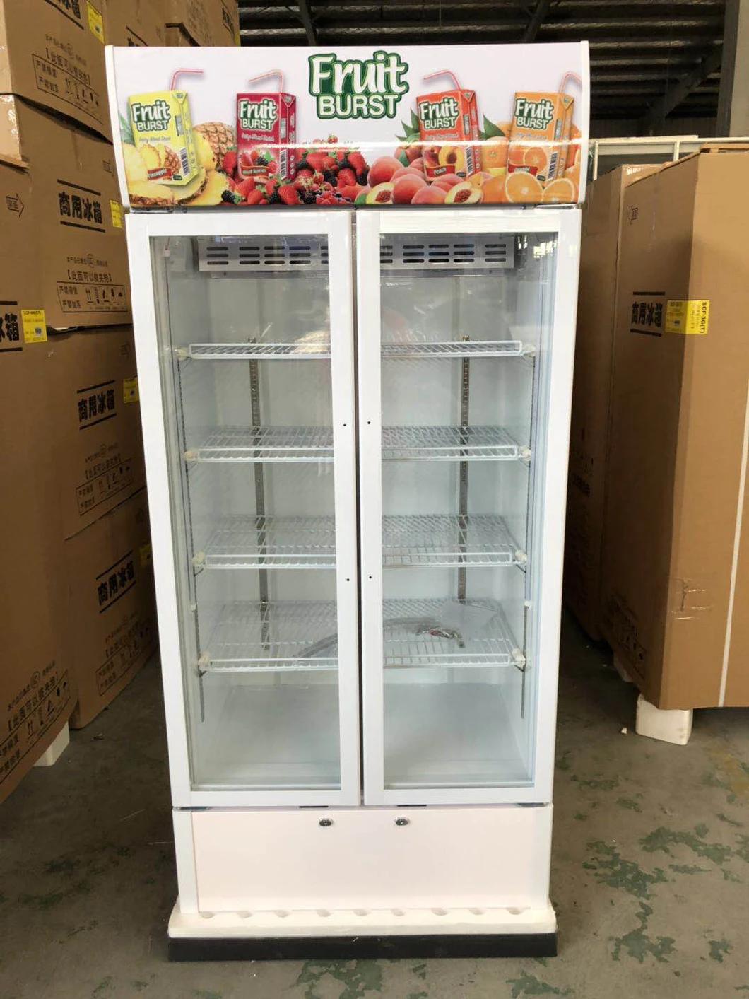 520-980L Commercial Double Glass Door Display Refrigerator Showcase