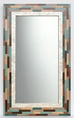 Factory Handmade Wood Mirror Large Size Bathroom Mirrors Colorful Mirror Home Decoration Furniture (LH-M170713)