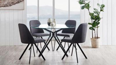 Dining Room Furniture Table and Chairs Glass Top Round Shape Cheap Design