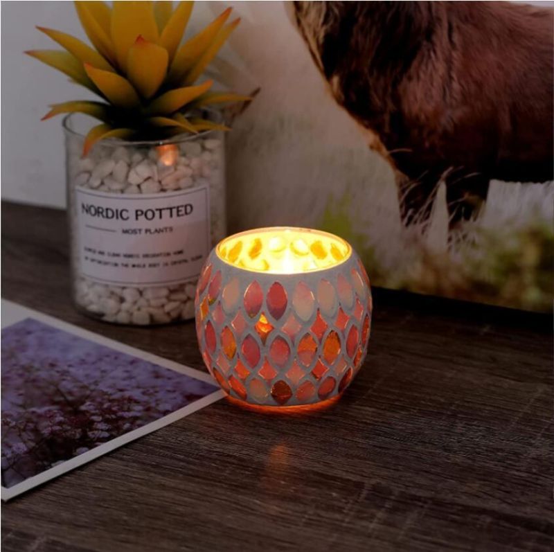 High Quality Handmade Cracked Glass Candle Jar Multi-Color Tealight Holders