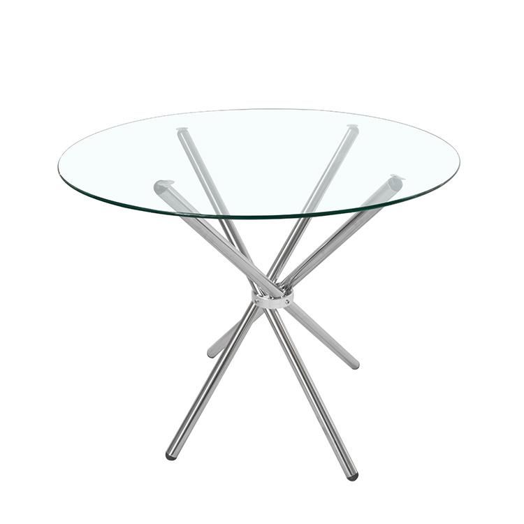 New Design Living Room Furniture Glass Metal Round Dining Tables