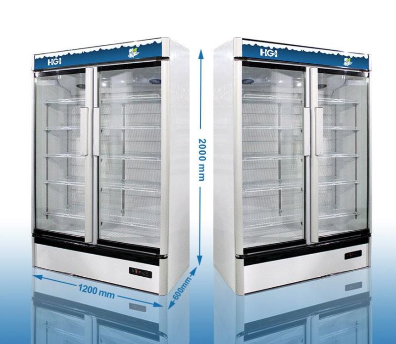 800L Large Capacity Supermarket Cold Storage Display Showcase Glass Pulling Door Cabinet Lsc800kg