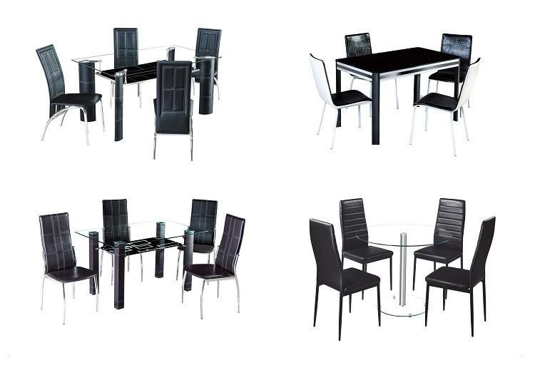 Modern Design Elegant Glass and Chrome Dining Table Chairs Set Made in China Factory