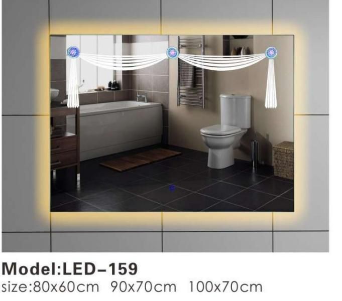 Rectangle 3D Silver Wall Hotel Bathroom Furniture Glass Smart Mirror