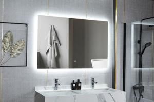 Wall Mount Movable Backlit Storage LED Lighted Glass Mirror Medicine Cabinet for Bathroom