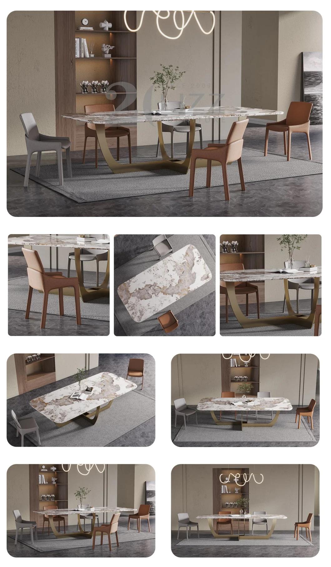 China Wholesale Price Modern Home Furniture Italian Design Luxury Rectangle Fixed Marble Dining Table