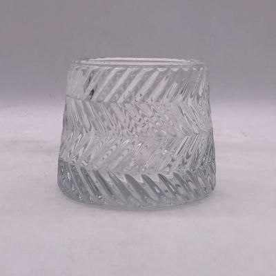 Clear Glass Candle Holder with Customized Frosted Shiny Spray Color