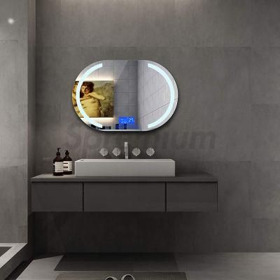 Modern Wall Mounted Blue Tooth Bathroom Mirror Speaker Demister and Time Display LED Mirror