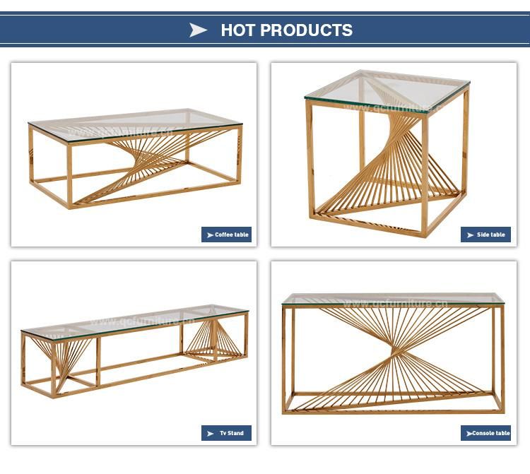 Hot Sales Gold Glass Console Dining Console Corner Table