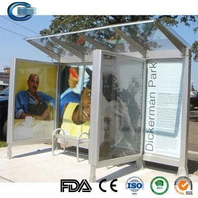 Huasheng Bus Shelter Bench China Bus Stop Rain Shelter Manufacturer Custom-Made Design Metal Advertising Bus Stop Shelter with Bench