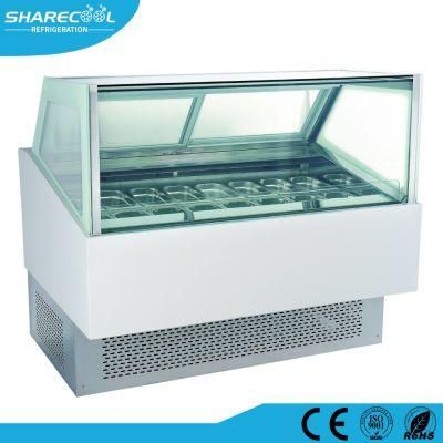 Air Cooling Ice Cream Showcase with Containers