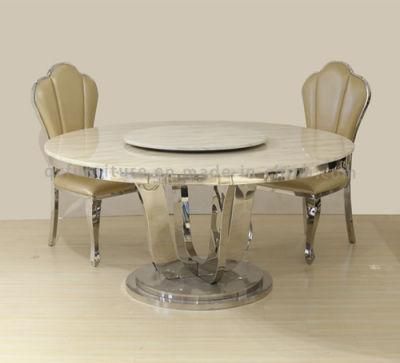 Round Marble Stainless Steel Legs Dining Room Banquet Table