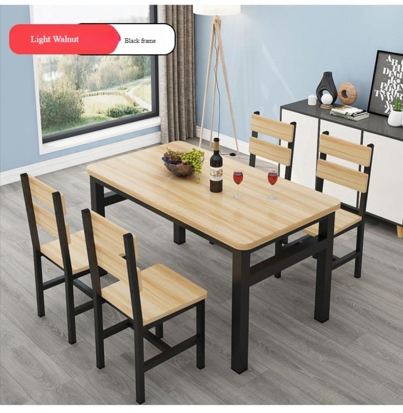 Modern Tempered Glass Top and Steel Frame Dining Table Set