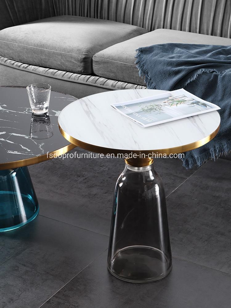 Glass Base Coffee Table End Table Tea Table Metal Top