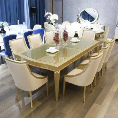 Modern Wooden Glass Top Dining Table and Chairs for Home Use