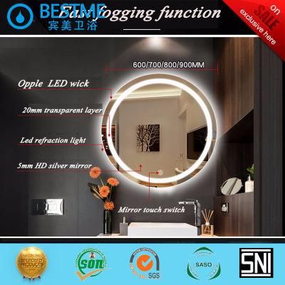 5mm Bathroom Siver Mirror with LED Light Color Mirror Round Design Bg-015