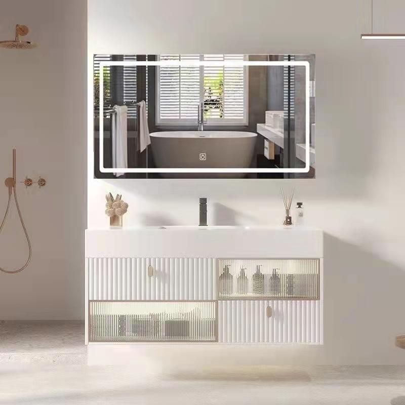 White Design Glass Door Wall Modern Hotel Home Bathroom Vanity