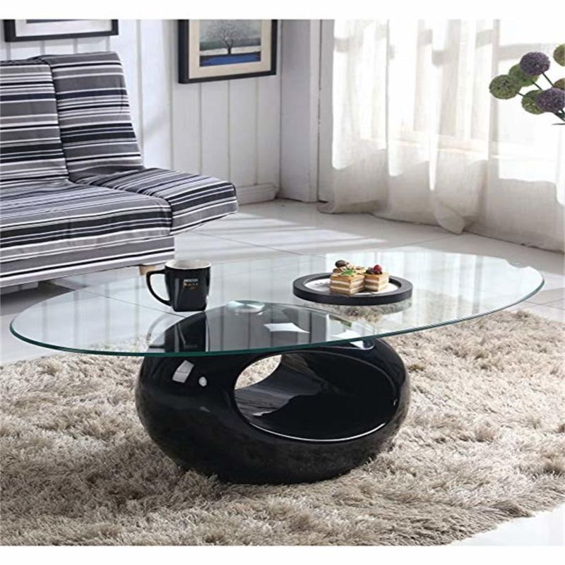 Fancy Luxury Home Furnoture Tempered Glass Oral Coffee Table