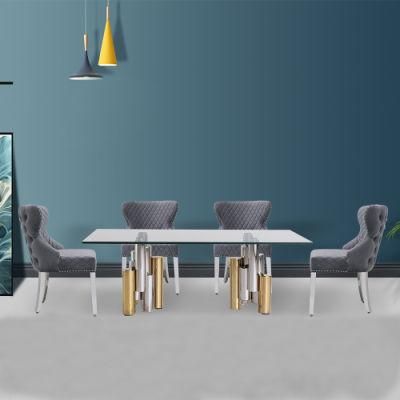 Dining Room Furniture Dining Table with Tempered Glass Top