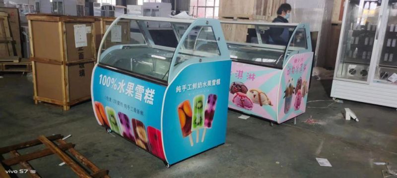 Wooden 6 Barrels/10 Boxes China Ice Cream Refrigerator Showcase Display